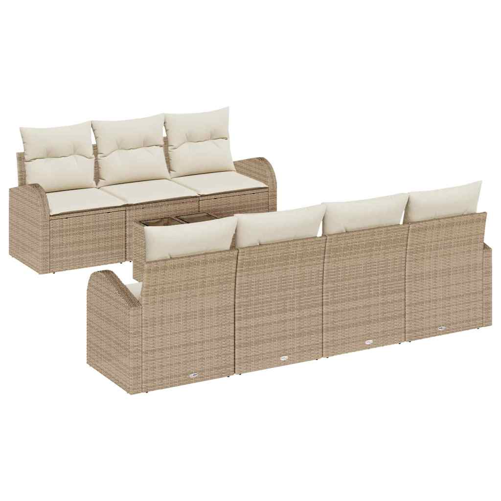 Sodo Sofų Rinkinys su pagalve 8 pcs Bežinė ir kreminė