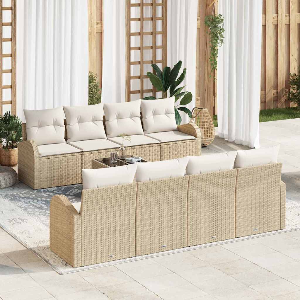 Sodo Sofų Rinkinys su pagalve 9 pcs Bežinė ir kreminė