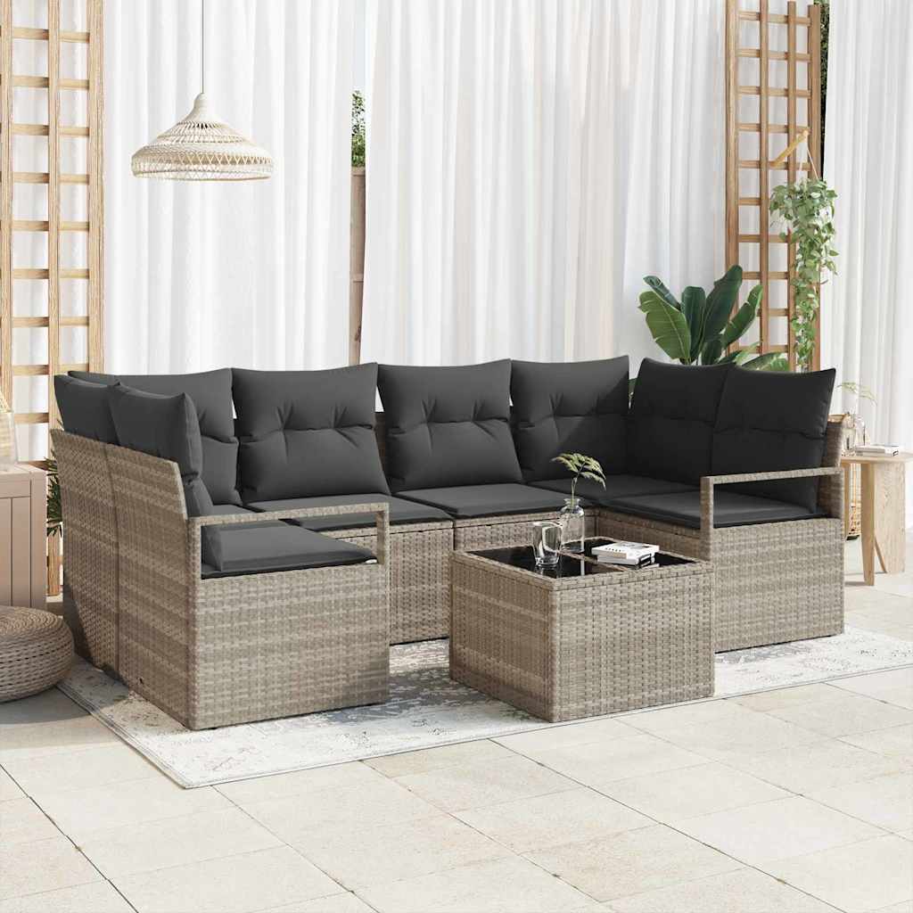 Sodo Sofų Rinkinys 7 pcs Šviesiai pilka ir tamsiai pilka