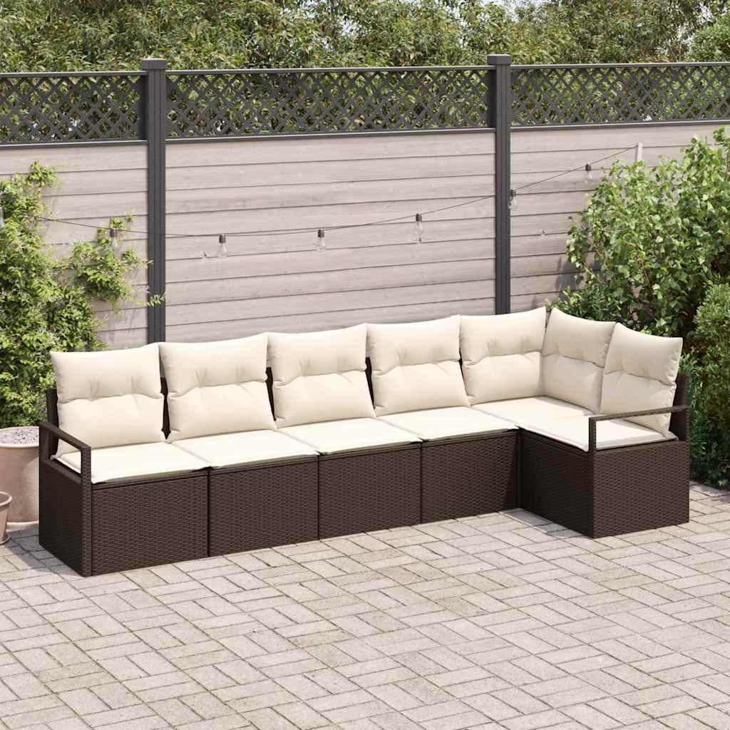 Sodo Sofų Rinkinys su pagalve 6 pcs Ruda ir balta poliratanas
