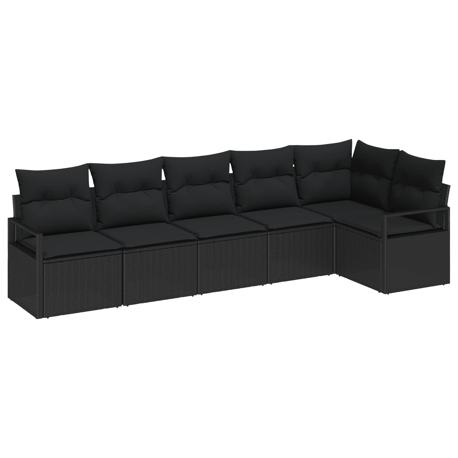 Sodo Sofų Rinkinys su pagalve 6 pcs Juoda poliratanas