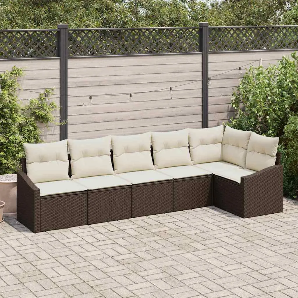 Sodo Sofų Rinkinys su pagalve 6 pcs Ruda ir balta poliratanas