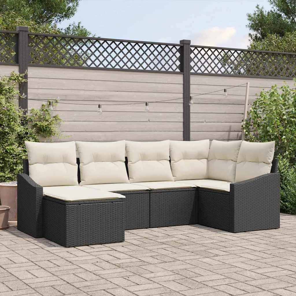 Sodo valgomojo komplektas su pagalve 6 pcs Juoda ir kreminė