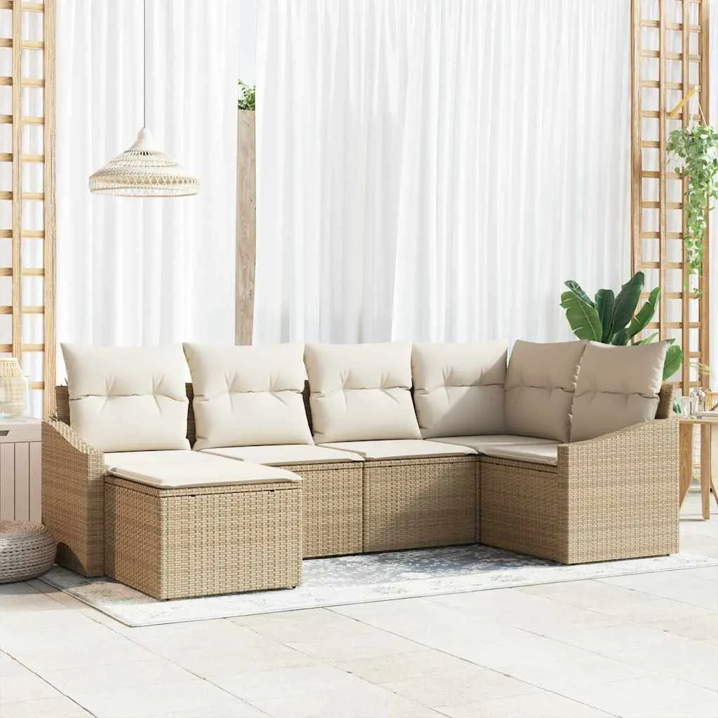 Sodo valgomojo komplektas su pagalve 6 pcs Bežinė ir kreminė
