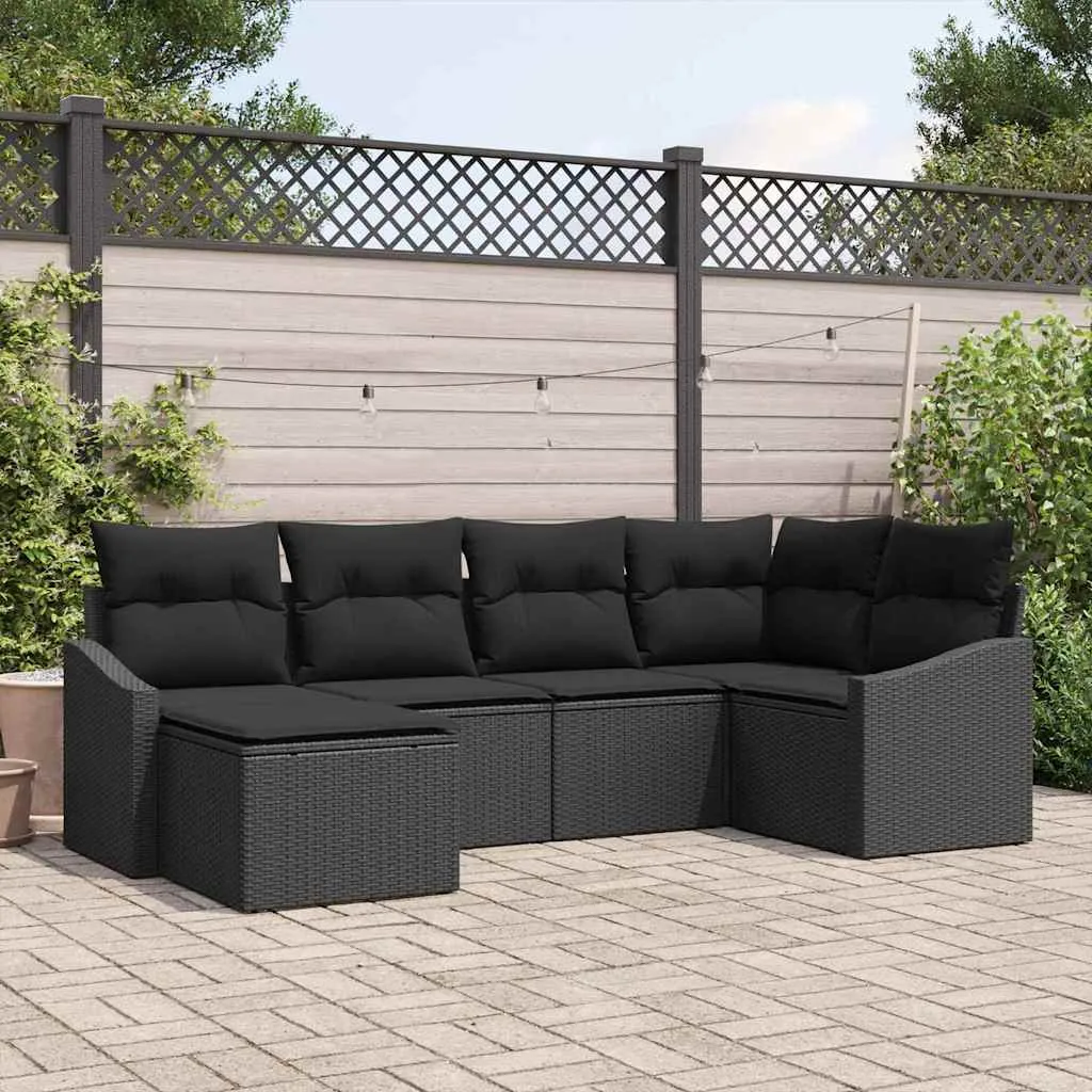 Sodo valgomojo komplektas su pagalve su saugykla 6 pcs Juoda