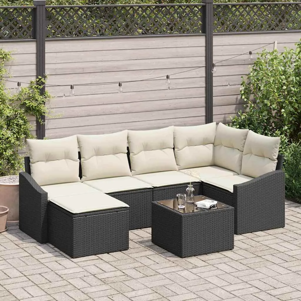 Sodo valgomojo komplektas su pagalve 7 pcs Ruda ir grietinėlė