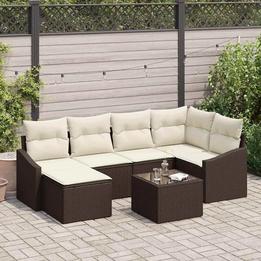 Sodo valgomojo komplektas su pagalve 7 pcs Ruda ir grietinėlė