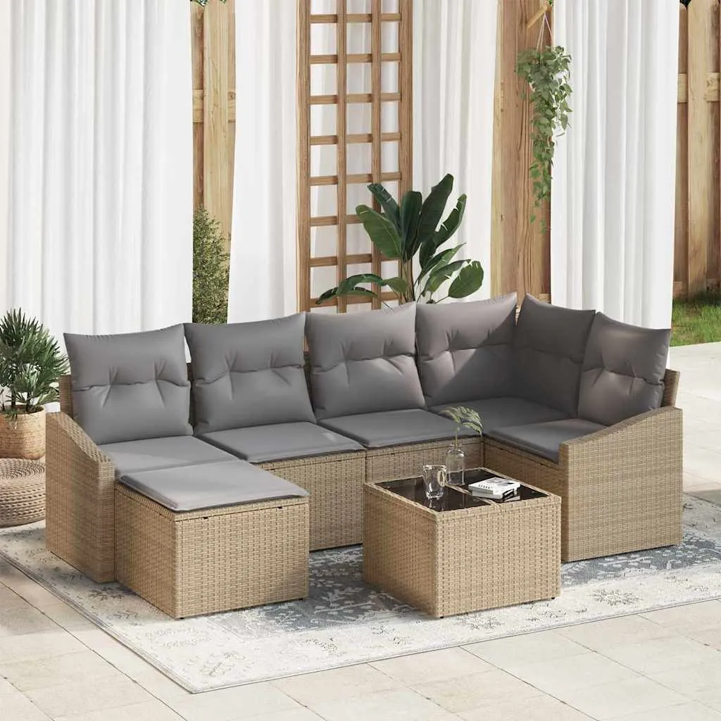 Sodo valgomojo komplektas 7 pcs Bežinė ir šviesiai pilka