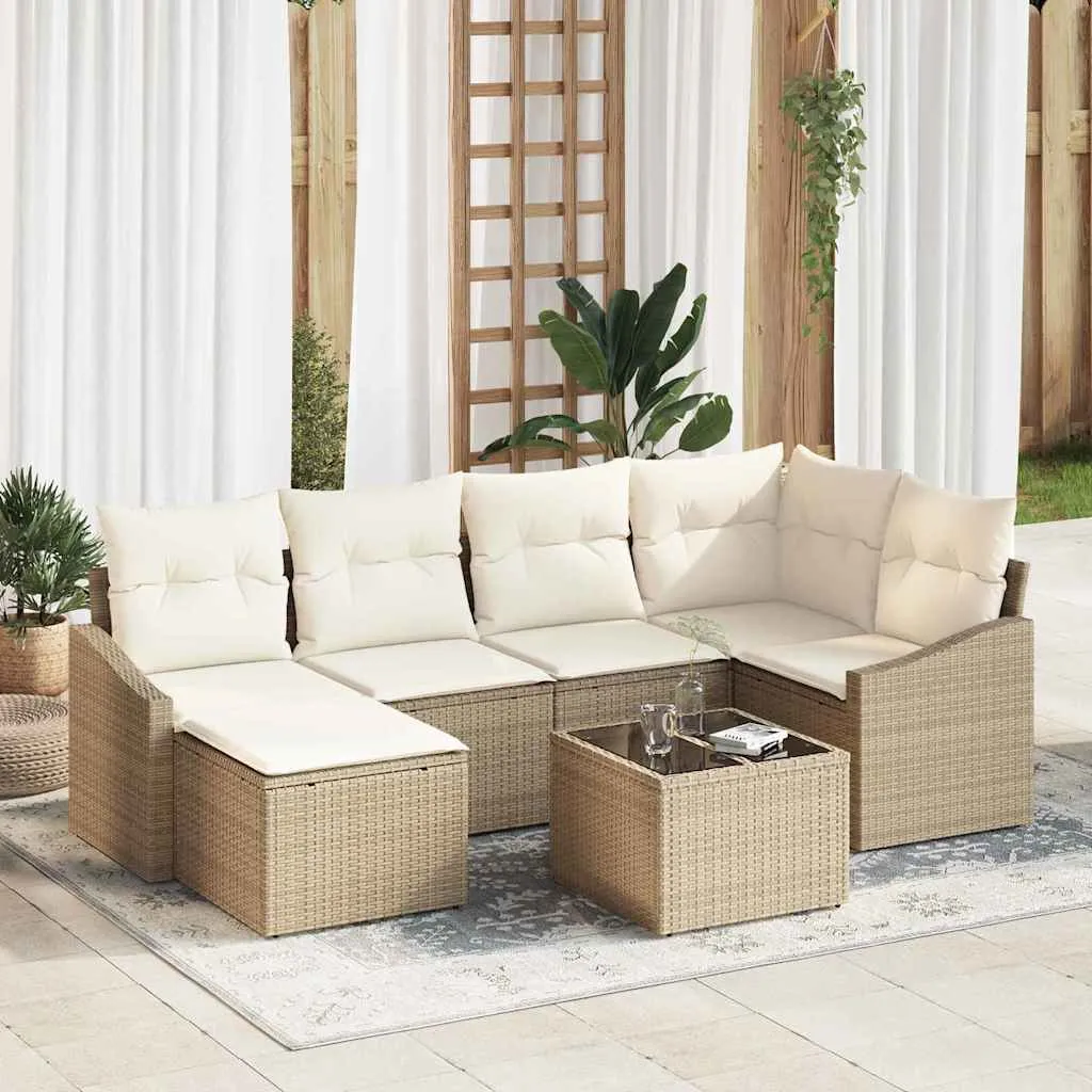 Sodo valgomojo komplektas su pagalve 7 pcs Bežinė ir kreminė