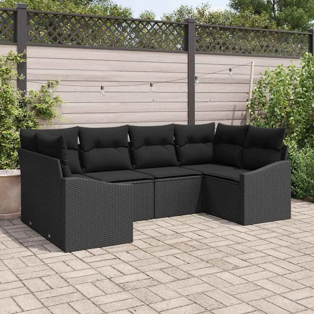 Sodo Sofų Rinkinys su saugykla 6 pcs Juoda poliratanas