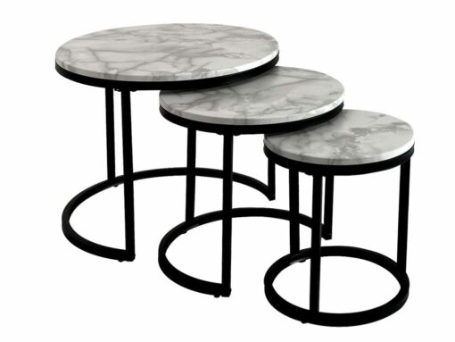 BALTAR apvalių staliukų komplektas (3vnt.) (PVC Marble)