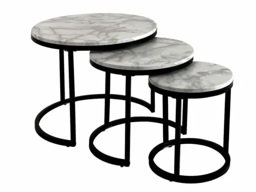 BALTAR apvalių staliukų komplektas (3vnt.) (PVC Marble)
