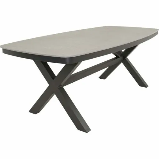 Stalas „Davos Danish” ovalus 200x100cm matinės antracito spalvos (43350)