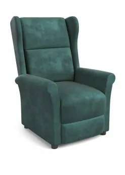 Fotelis AGUSTIN atlošas, spalva: tamsiai žalia