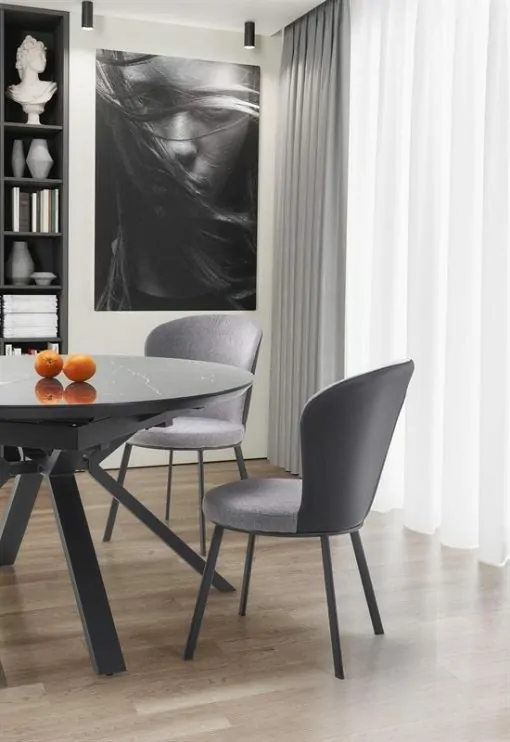 Stalas VERTIGO extension table, Spalva: top - juoda marble, legs - juoda