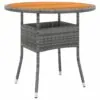 Sodo stalas, pilkas, 80x75cm, akacijos mediena ir poliratanas